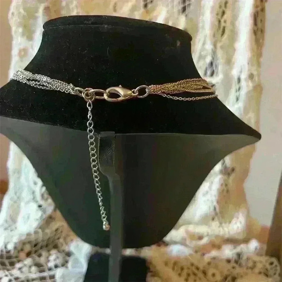 Vintage Mixed Metal Chain Necklace Multicolor Adjustable 22" Lobster Clasp - Picture 6 of 7